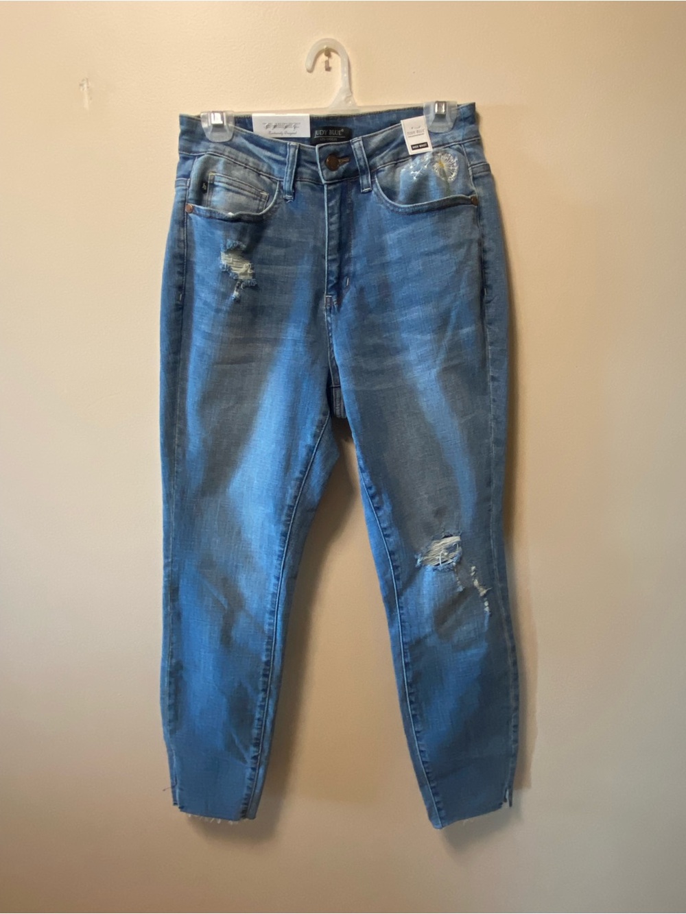 Judy Blue Light Blue Distressed Boyfriend Jeans